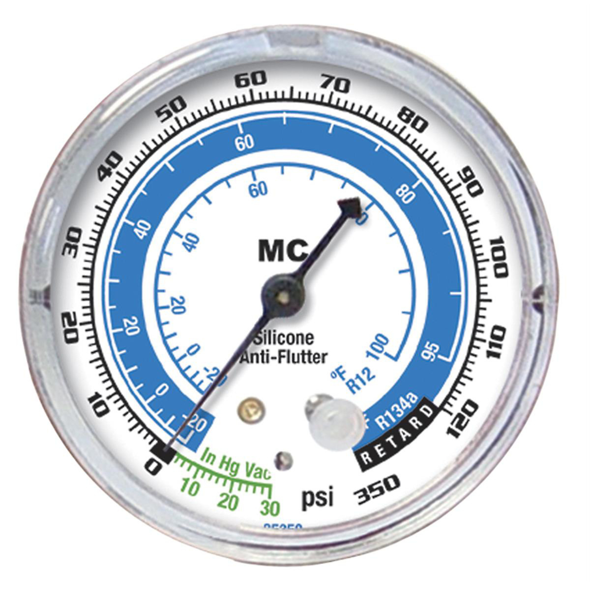 Mastercool Replacement Gauge — 2 1/2in., 134A/R12, Anti-Flutter, Silicone Dampened, Model# MSC85350